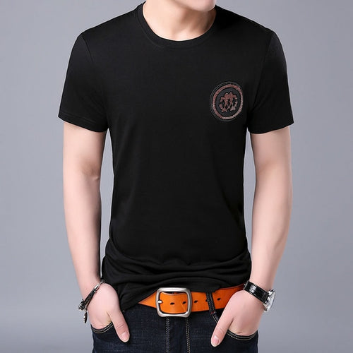 Load image into Gallery viewer, Sequins Logo Summer Street Solid Colored Tees-men-wanahavit-Black-M-wanahavit
