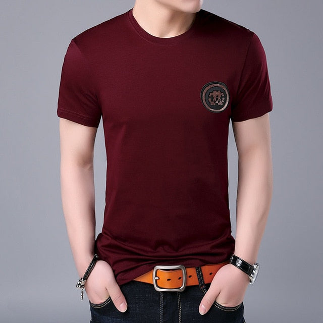 Sequins Logo Summer Street Solid Colored Tees-men-wanahavit-Red-M-wanahavit