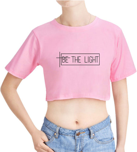 Be The Light Christian Statement Crop Top Shirt-unisex-wanahavit-black tee white text-S-wanahavit
