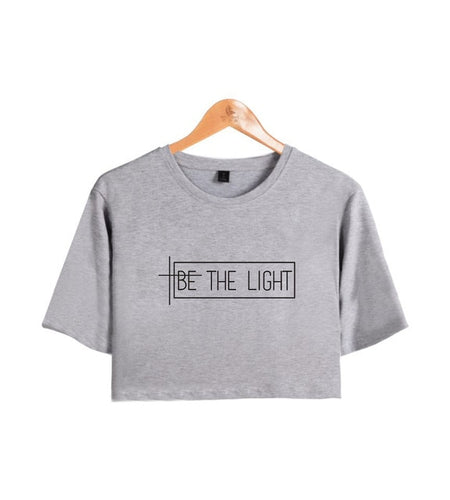Be The Light Christian Statement Crop Top Shirt-unisex-wanahavit-gray tee black text-S-wanahavit