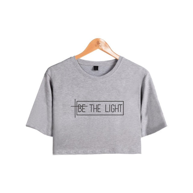 Be The Light Christian Statement Crop Top Shirt-unisex-wanahavit-gray tee black text-S-wanahavit