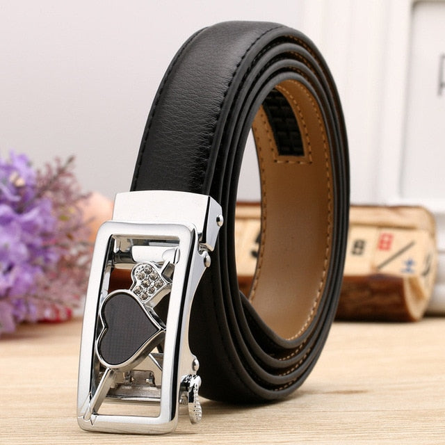 Famous Designer High Quality Leather Belts-women-wanahavit-H601 Silver Black-95CM-wanahavit