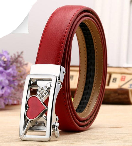 Famous Designer High Quality Leather Belts-women-wanahavit-H601 Silver Red-95CM-wanahavit