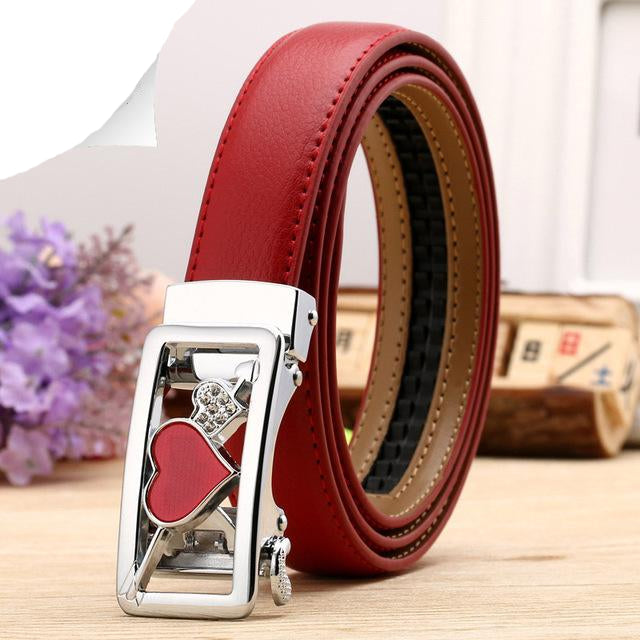 Famous Designer High Quality Leather Belts-women-wanahavit-H601 Silver Red-95CM-wanahavit