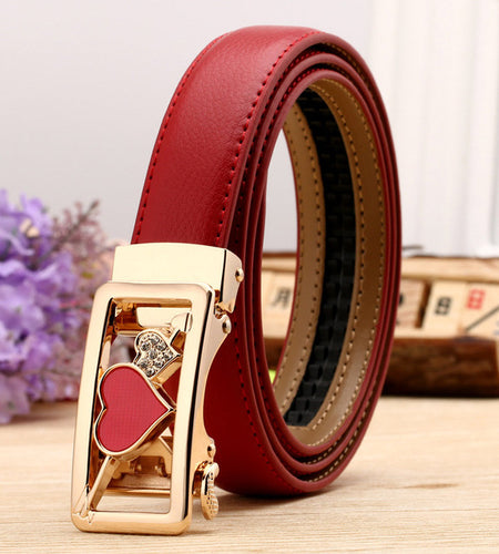 Famous Designer High Quality Leather Belts-women-wanahavit-H601 Gold Red-95CM-wanahavit