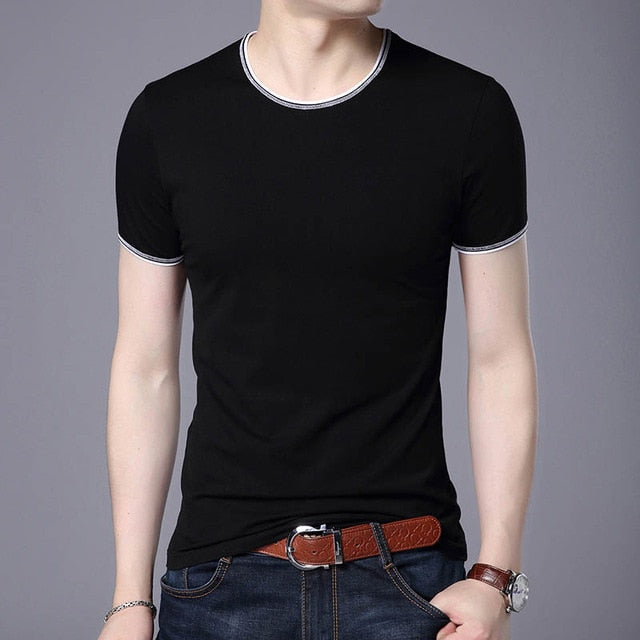 Solid Color Cotton Summer Short Sleeve Tees-men-wanahavit-Black-M-wanahavit