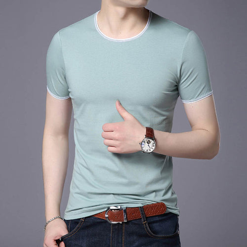 Load image into Gallery viewer, Solid Color Cotton Summer Short Sleeve Tees-men-wanahavit-Light Green-M-wanahavit
