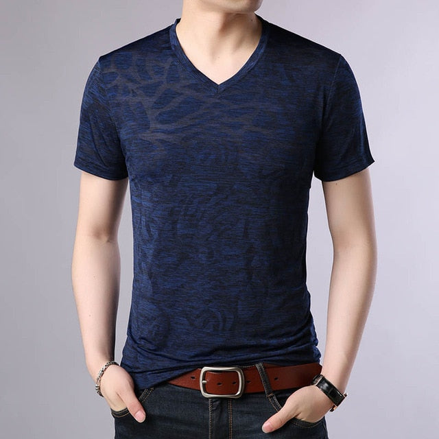 Thunder Pattern V Neck Summer Cotton Tees-men-wanahavit-Blue-M-wanahavit