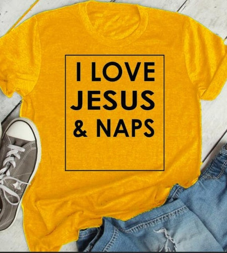 I Love Jesus and Naps Christian Statement Shirt-unisex-wanahavit-gold tee black text-S-wanahavit