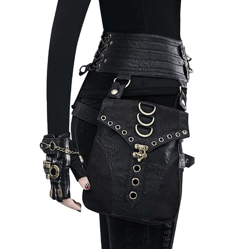 Load image into Gallery viewer, Vintage Steampunk Gothic Retro Cosplay Waist Leather Bag-women-wanahavit-wanahavit
