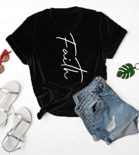 Faith Christian Statement Shirt-unisex-wanahavit-black tee white text-S-wanahavit