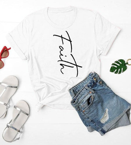 Faith Christian Statement Shirt-unisex-wanahavit-white tee black text-S-wanahavit