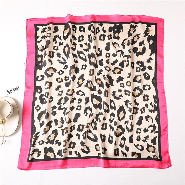 Fashion Silk Scarf Leopard Printed Bandana Shawl #FS-14-women-wanahavit-FJ142 rose-wanahavit