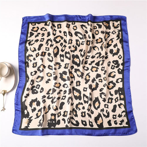 Load image into Gallery viewer, Fashion Silk Scarf Leopard Printed Bandana Shawl #FS-14-women-wanahavit-FJ142 blue-wanahavit

