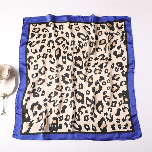 Fashion Silk Scarf Leopard Printed Bandana Shawl #FS-14-women-wanahavit-FJ142 blue-wanahavit
