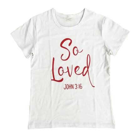 Load image into Gallery viewer, So Loved John 3:15 Christian Statement Shirt-unisex-wanahavit-white tee red text-S-wanahavit
