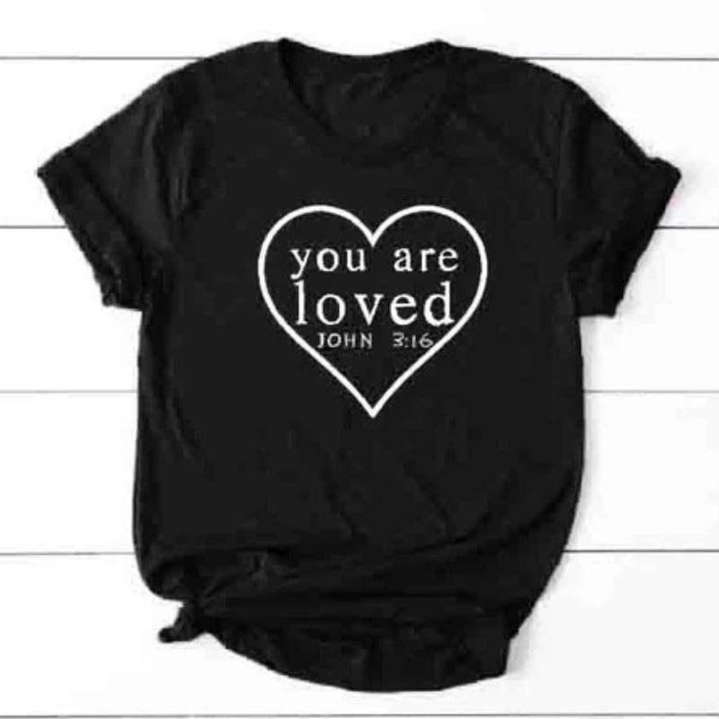 You Are Loved Christian Statement Shirt-unisex-wanahavit-black tee white text-S-wanahavit