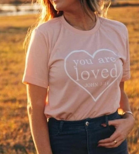 You Are Loved Christian Statement Shirt-unisex-wanahavit-peach tee white text-S-wanahavit