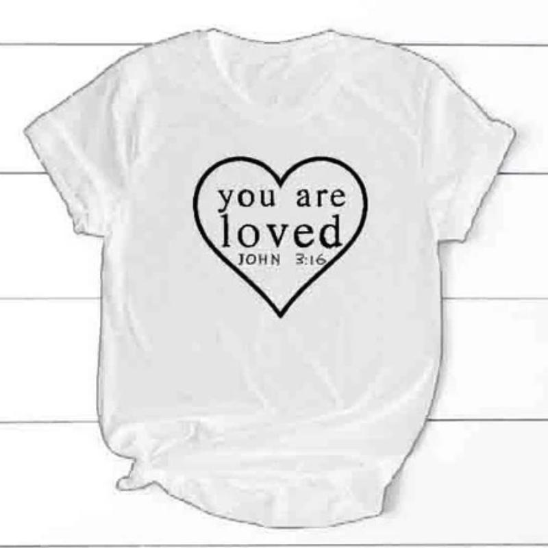You Are Loved Christian Statement Shirt-unisex-wanahavit-white tee black text-S-wanahavit