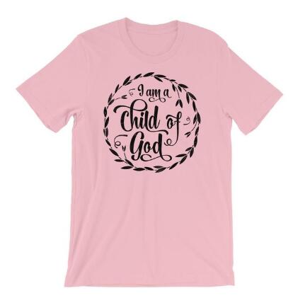 Load image into Gallery viewer, I Am A Child Of God Christian Statement Shirt-unisex-wanahavit-pink tee black text-S-wanahavit
