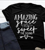 black tee white text