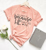 peach tee black text