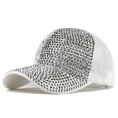 Load image into Gallery viewer, Rhinestone Gothic Punk Embroidered Baseball Cap-unisex-wanahavit-F350 White Silver-wanahavit
