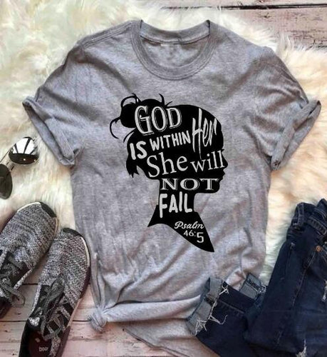 Load image into Gallery viewer, God Is Within Her She Will Not Fail Christian Statement Shirt-unisex-wanahavit-gray tee black text-S-wanahavit
