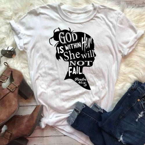 Load image into Gallery viewer, God Is Within Her She Will Not Fail Christian Statement Shirt-unisex-wanahavit-white tee black text-S-wanahavit

