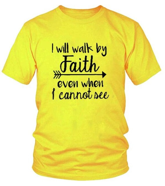 I Will Walk By Faith Even When I Cannot See Christian Statement Shirt-unisex-wanahavit-gold tee black text-S-wanahavit