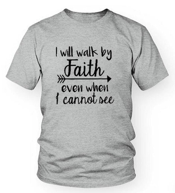 I Will Walk By Faith Even When I Cannot See Christian Statement Shirt-unisex-wanahavit-gray tee black text-S-wanahavit