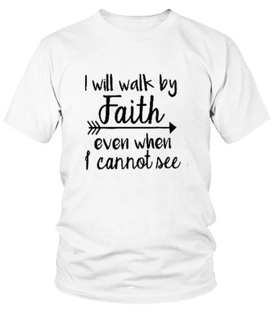 I Will Walk By Faith Even When I Cannot See Christian Statement Shirt-unisex-wanahavit-white tee black text-S-wanahavit