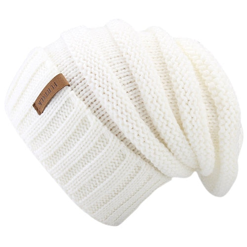 Winter Knitted Slouchy Casual Warm Knitted Winter Beanie-unisex-wanahavit-white-wanahavit