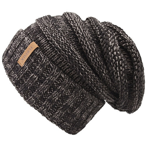 Winter Knitted Slouchy Casual Warm Knitted Winter Beanie-unisex-wanahavit-black grey-wanahavit