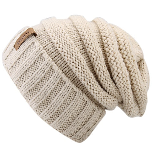 Winter Knitted Slouchy Casual Warm Knitted Winter Beanie-unisex-wanahavit-beige-wanahavit