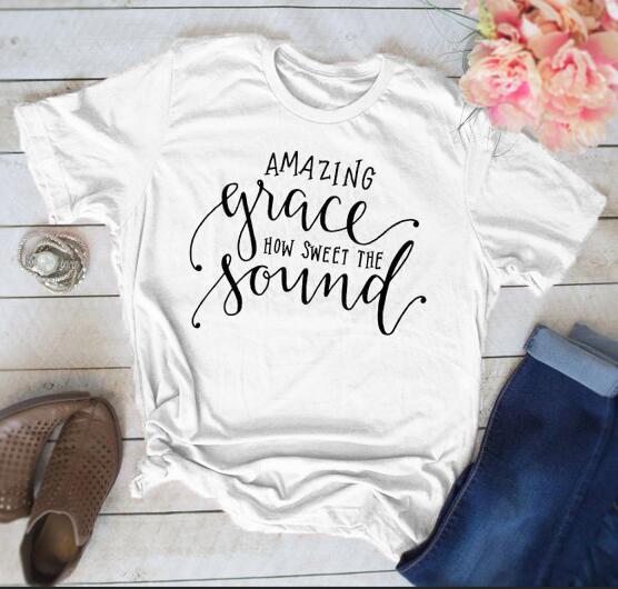 Amazing Grace How Sweet The Sound Christian Statement Shirt-unisex-wanahavit-white tee black text-S-wanahavit