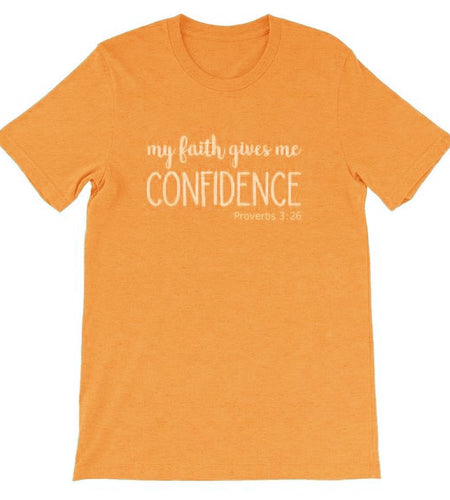 My Faith Gives Me Confidence Christian Statement Shirt-unisex-wanahavit-gold tee white text-L-wanahavit