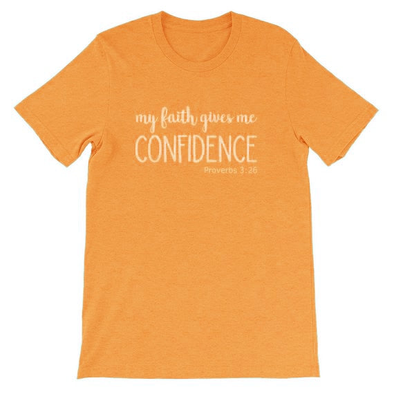 My Faith Gives Me Confidence Christian Statement Shirt-unisex-wanahavit-gold tee white text-L-wanahavit