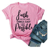 pink tee black text