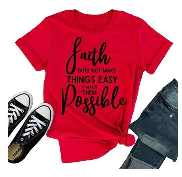 Faith Does Not Make Things Easy It Makes Them Possible Christian Statement Shirt-unisex-wanahavit-red tee black text-L-wanahavit