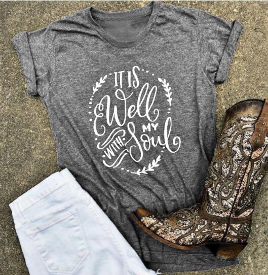 It Is Well With My Soul Christian Statement Shirt-unisex-wanahavit-gray tee white text-L-wanahavit