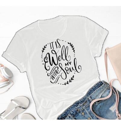 Load image into Gallery viewer, It Is Well With My Soul Christian Statement Shirt-unisex-wanahavit-White tee black text-L-wanahavit
