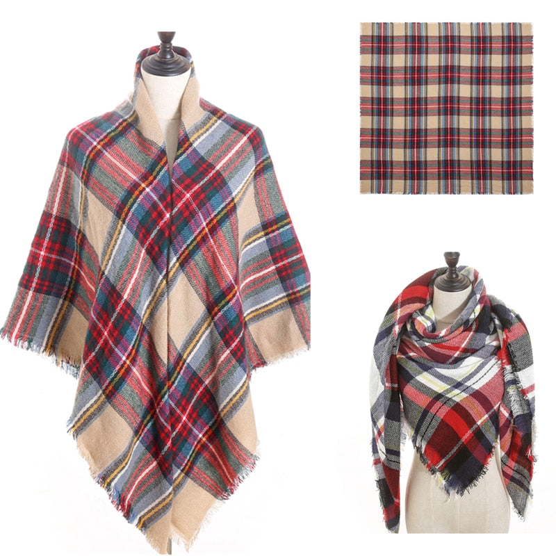 Fashion Winter Knitted Scarf Plaid Printed Bandana Shawl #2705-unisex-wanahavit-FB-1-wanahavit