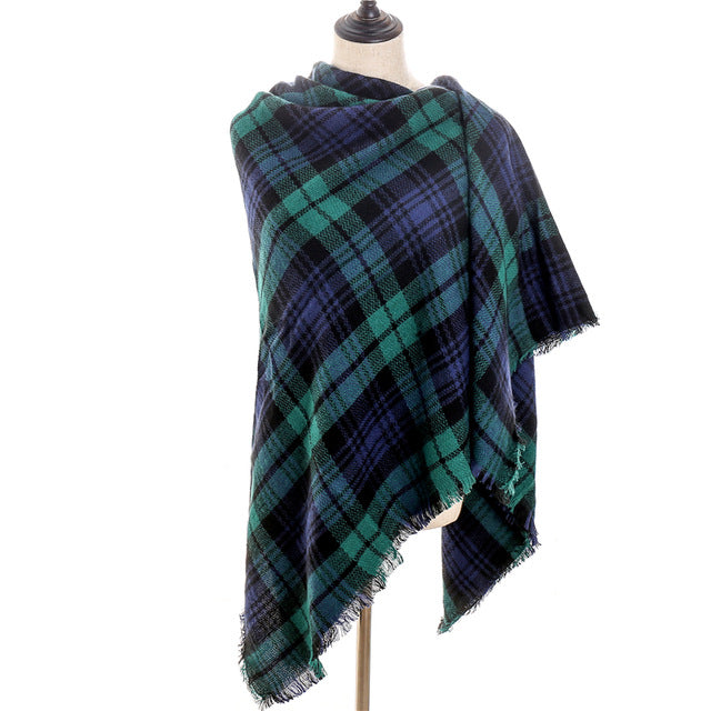 Fashion Winter Knitted Scarf Plaid Printed Bandana Shawl #2705-unisex-wanahavit-FB-12-wanahavit