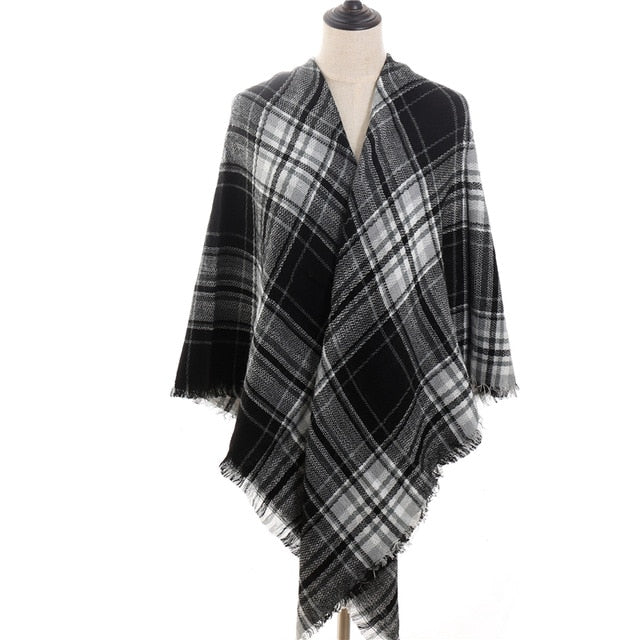 Fashion Winter Knitted Scarf Plaid Printed Bandana Shawl #2705-unisex-wanahavit-FB-25-wanahavit