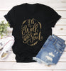 black tee gold text