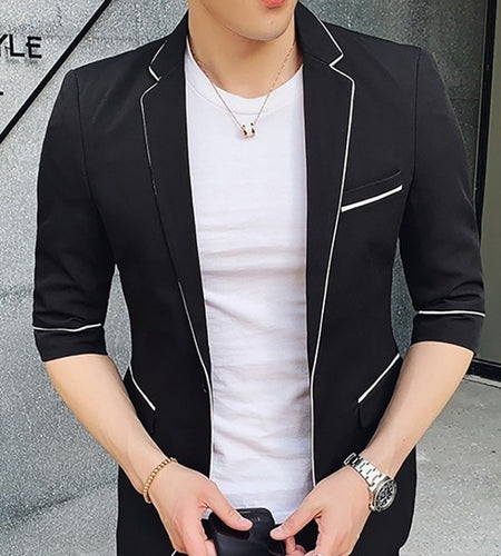 Outline and Contrast Color Business Blazer & Pants-men-wanahavit-black Blazer only-M-wanahavit