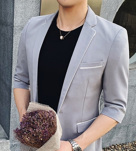 Outline and Contrast Color Business Blazer & Pants-men-wanahavit-gray Blazer only-M-wanahavit