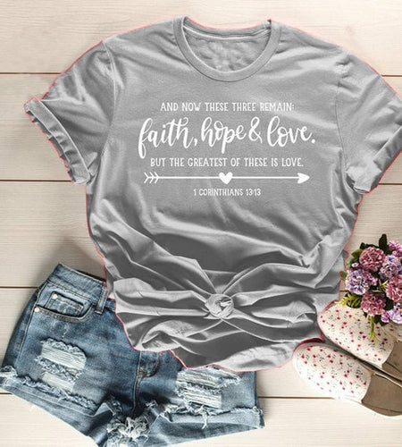 Arrow Faith Hope Love Christian Statement Shirt-unisex-wanahavit-gray tee white text-L-wanahavit