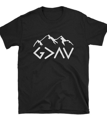 God is Greater Than The Highs And Lows Mountain Christian Statement Shirt-unisex-wanahavit-black tee white text-L-wanahavit